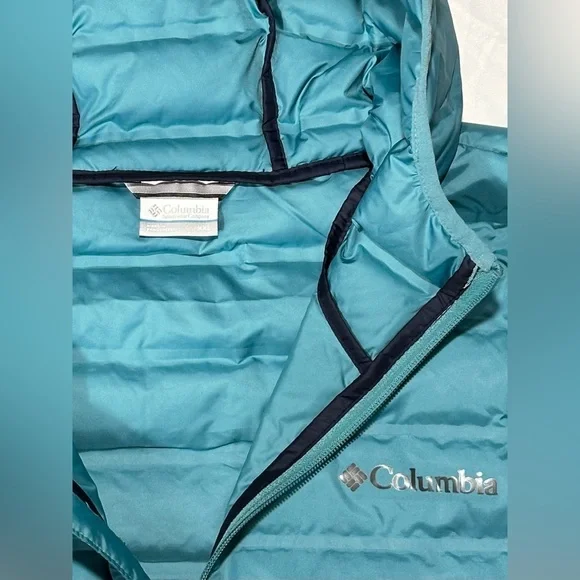 Columbia Men's Silver Falls Down Hooded Jacket Teal. size XXL PreLoved - Picture 9 of 9